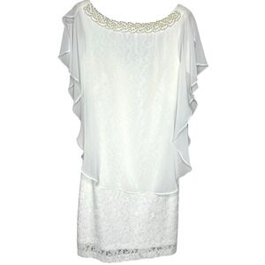 Studio‎ One New York Dress-Size 4-NWT,white cape lace lined chiffon formal guest